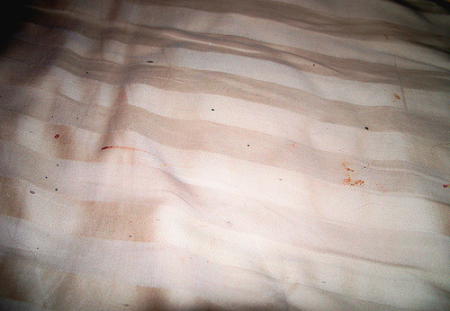 Blood stains on bed