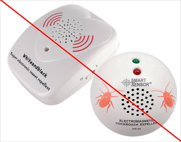 As practice shows, various ultrasonic and magnetic resonance scarers on cockroaches have almost no effect.