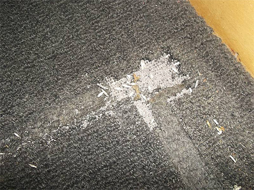 Många malmalver har skadat denna mattan grundligt.