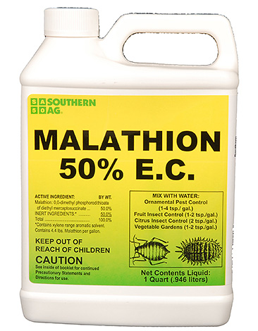 Often Karbofos is sold under the name Malathion, for example, in the form of a 50% emulsion concentrate.