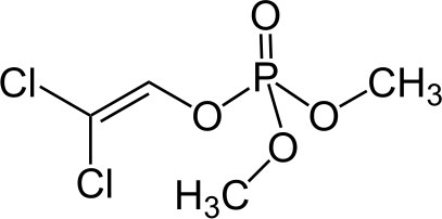 The composition of the Soviet Dichlorvos was dimethyldichlorovinyl phosphate - the picture shows its chemical formula