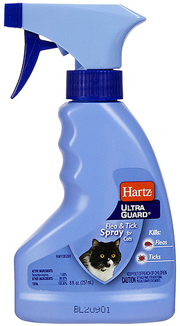 Hartz spray can treat a cat from both lice and fleas and ticks