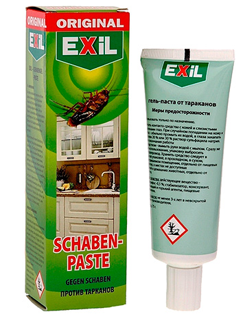 Gel-pasta z švábů Exil (umístěna jako analog německého gelu Globol).