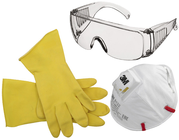 When treating a room for insecticide bugs, it is important to use rubber gloves, a respirator and (if possible) safety glasses.