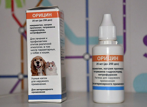 Ear drops for cats and dogs Oricin